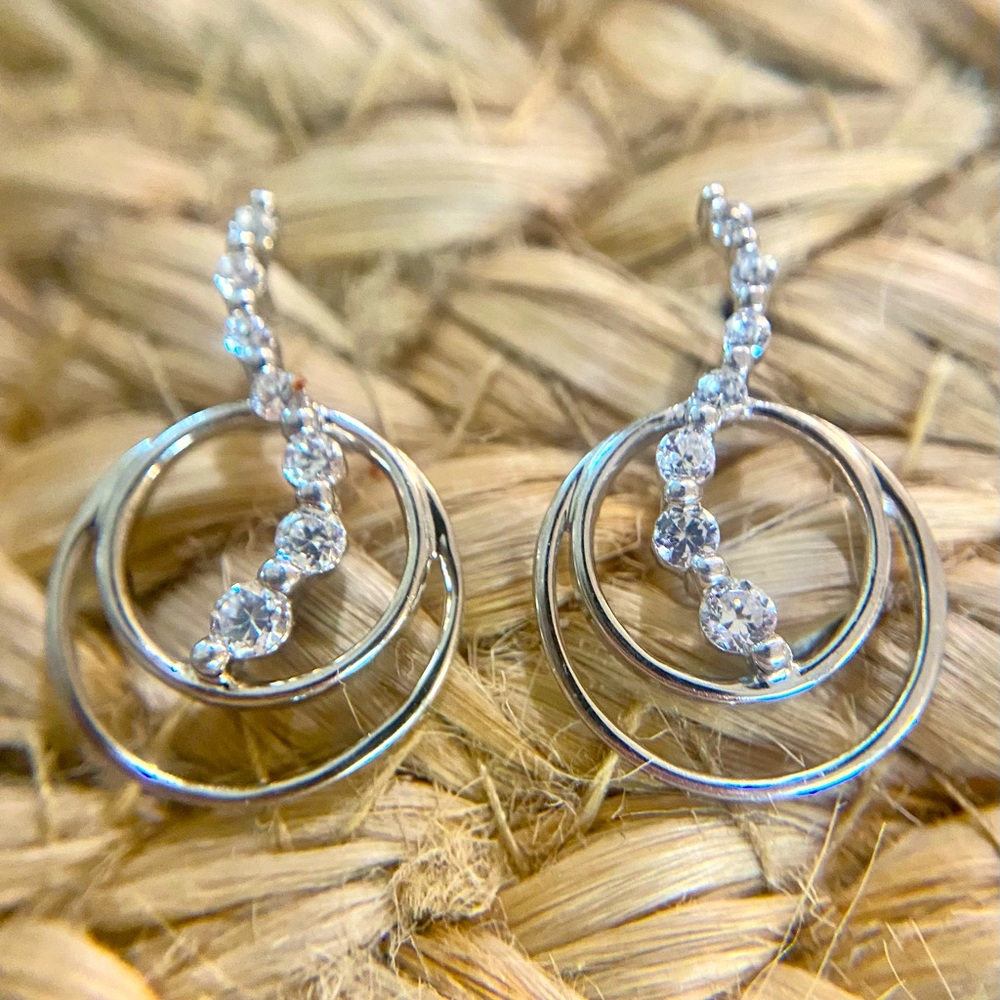 Sterling Silver and Cubic Zirconias Post Earrings